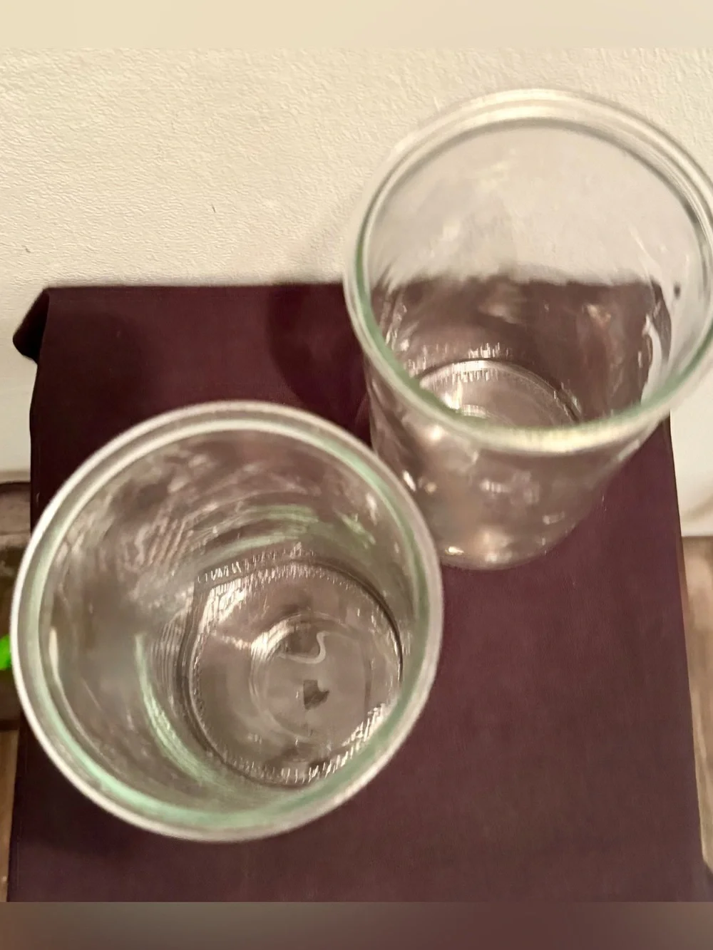 2 Glass vases 9.5”h